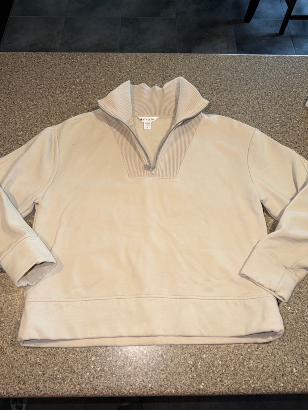 Athleta Cream Half-Zip Cowl Neck Sweater